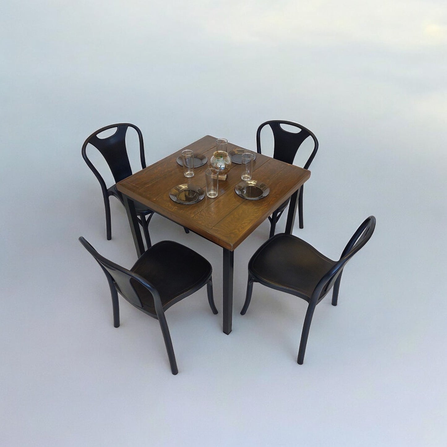 Mesa para restaurante Industrial Vintage 90 con sillas Sara