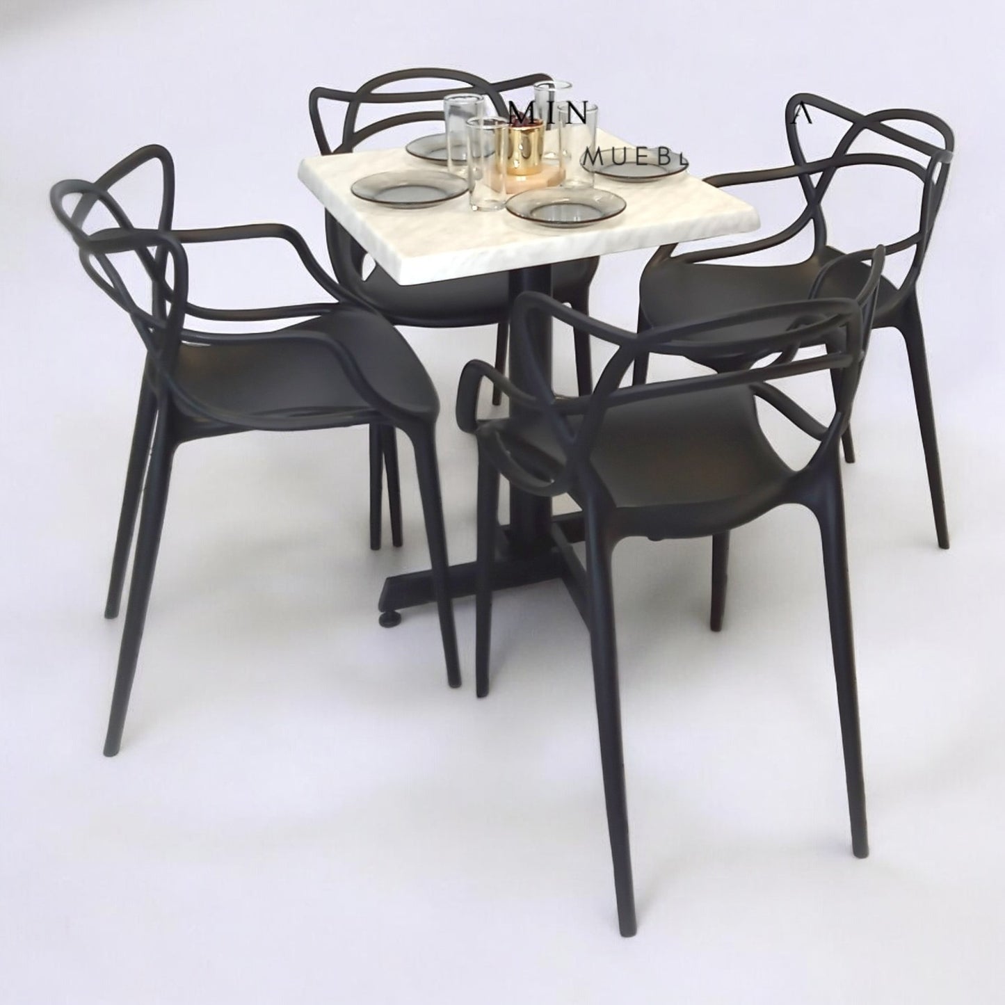 Mesa para restaurante Estratificada 80 con sillas Trix