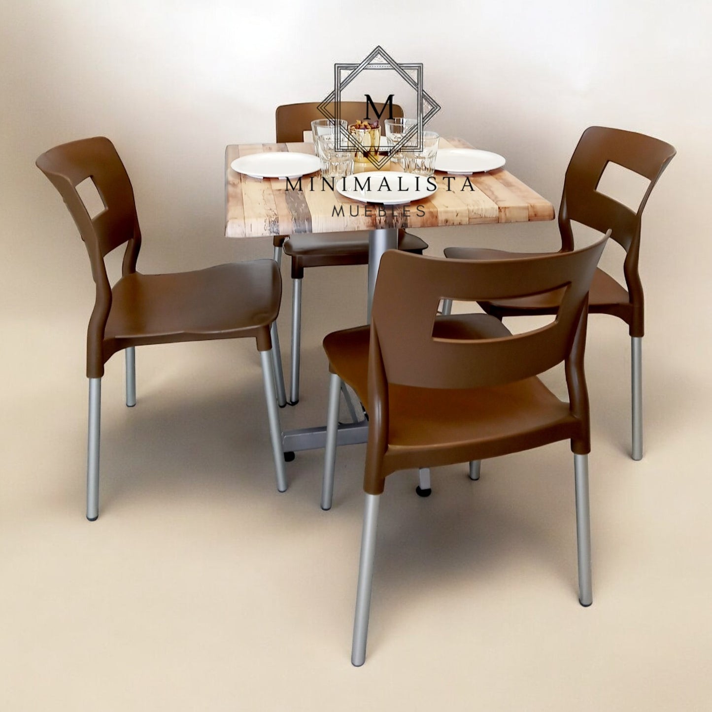 Mesa para restaurante Estratificada 80 con sillas Sabine