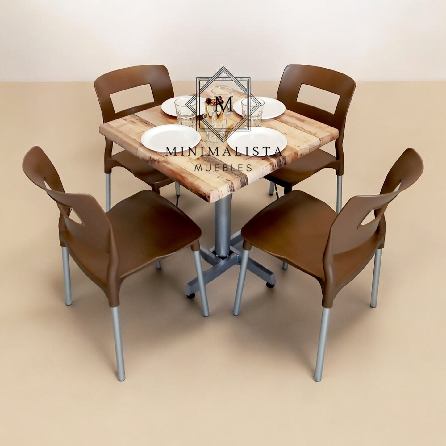 Mesa para restaurante Estratificada 80 con sillas Sabine