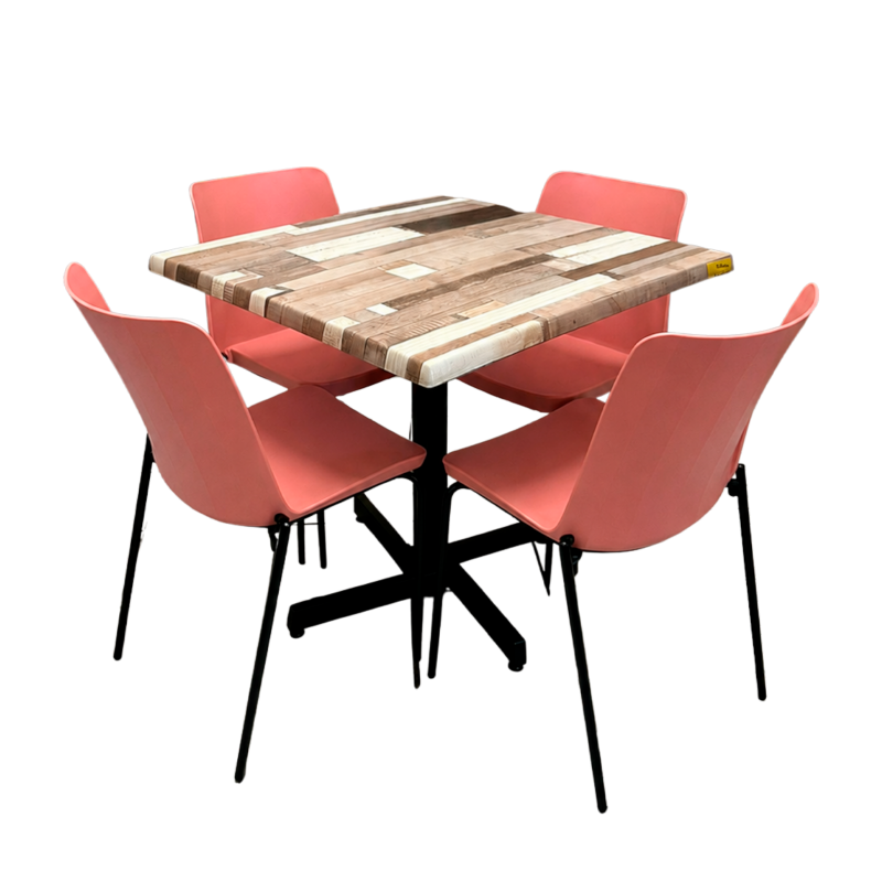 Mesa Para Restaurante Estratificada 80CM Con Sillas Colombo