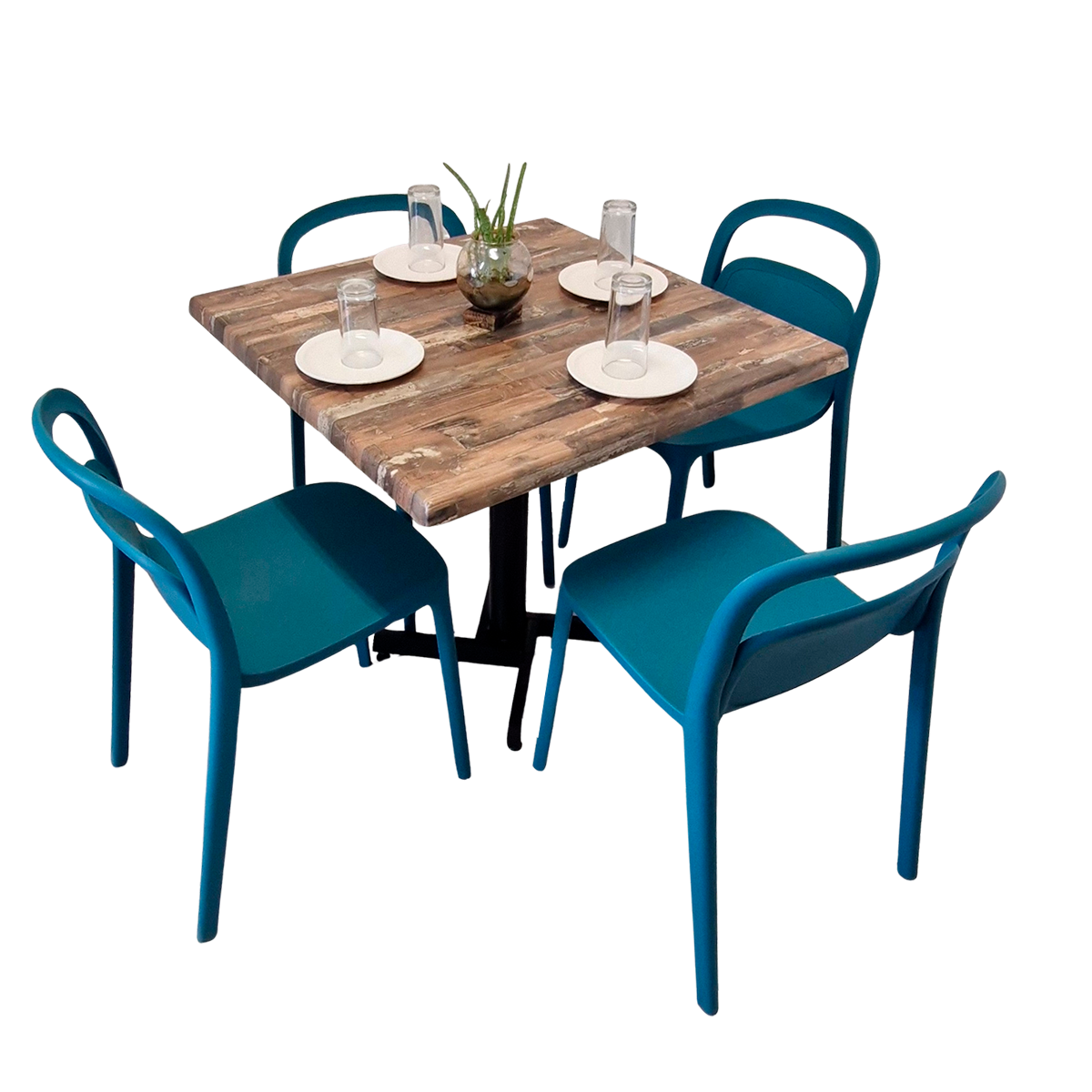 Mesa Para Restaurante Estratificada 80CM Con Sillas Asti