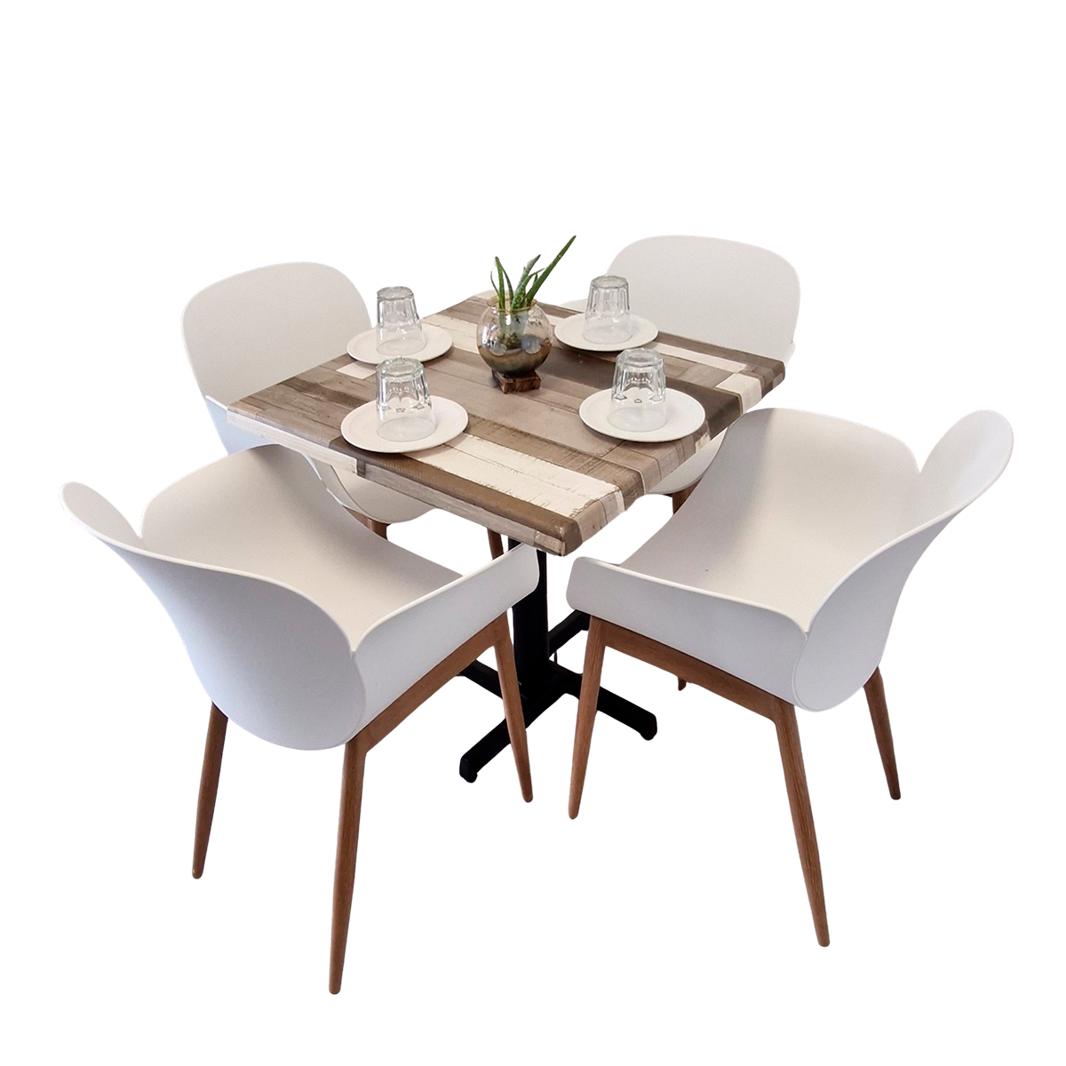 Mesa Para Restaurante Estratificada 80CM Con Sillas Mantova