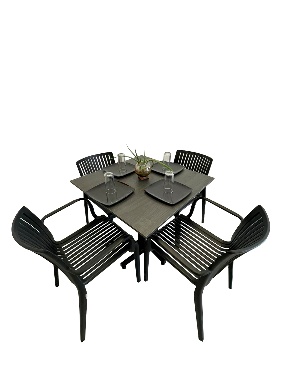 Mesa Para Restaurante Melanove  Con Sillas Milos Con Brazos