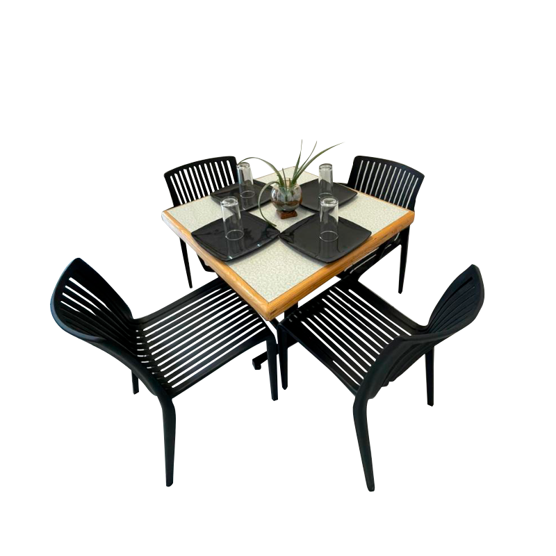 Mesa Para Restaurante Emboquillada  Con Sillas Milos