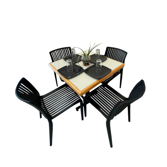 Mesa Para Restaurante Emboquillada  Con Sillas Milos
