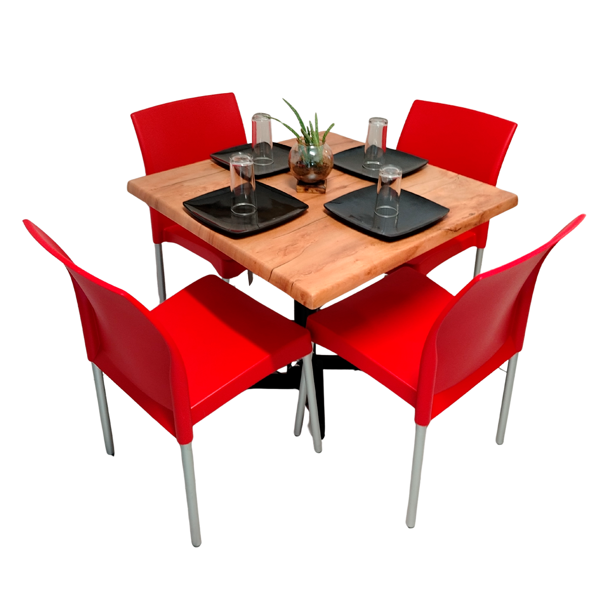 Mesa Para Restaurante Estratificada 80CM Con Sillas Ocean