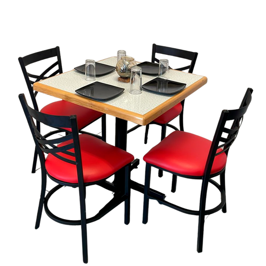 Mesa Para Restaurante Emboquillada Con Sillas Oddeth