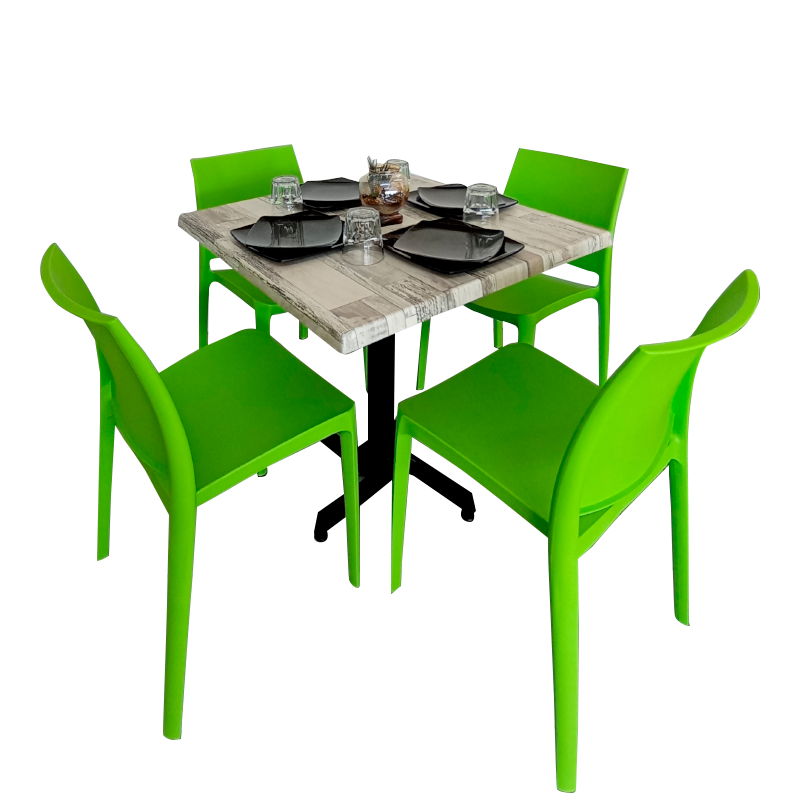 Mesa Para Restaurante Estratificada 80CM Con Sillas Sensilla