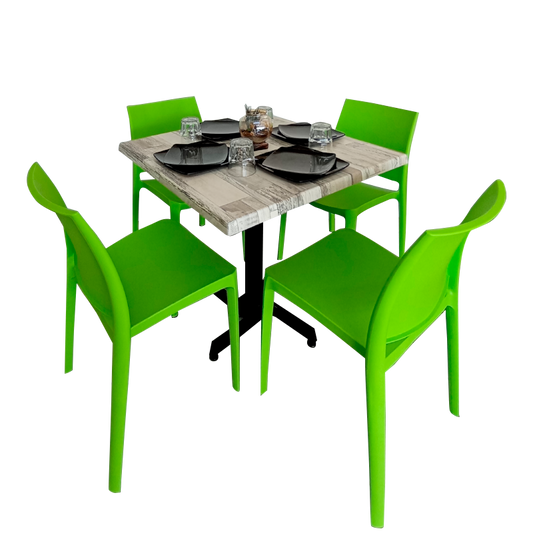 Mesa Para Restaurante Estratificada 80CM Con Sillas Sensilla
