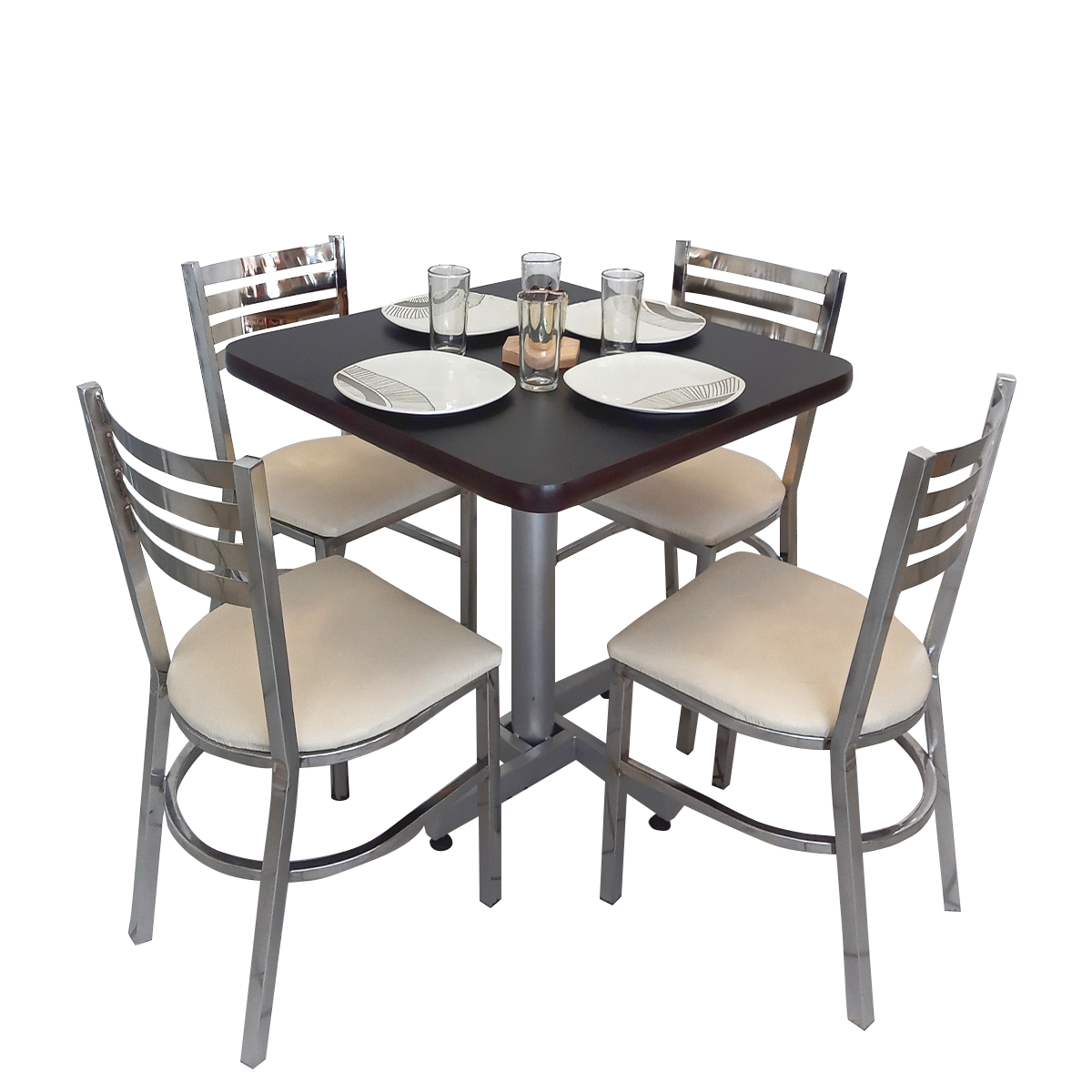Mesa Para Restaurante Formaica Orillas De Pvc Con Sillas Solar