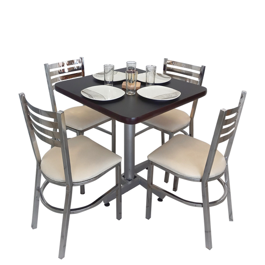 Mesa Para Restaurante Formaica Orillas De Pvc Con Sillas Solar