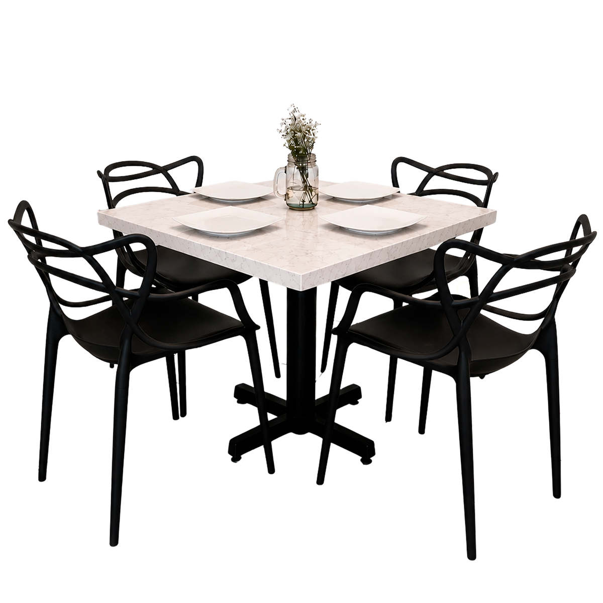 Mesa Para Restaurante Estratificada 80CM Con Sillas Trix