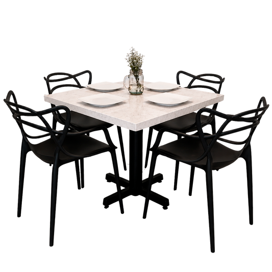 Mesa Para Restaurante Estratificada 80CM Con Sillas Trix