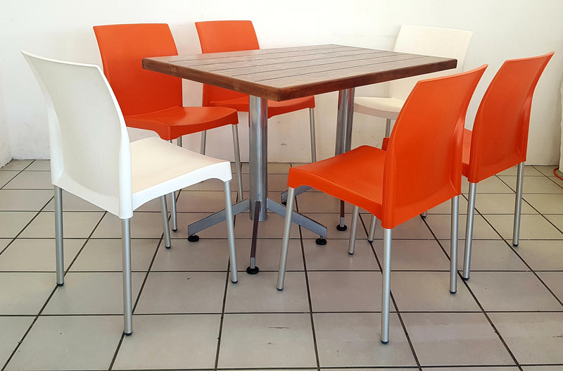 Mesa para restaurante vintage 120 x 75 con 6 sillas ocean. Cubierta para mesa ideal para restaurante, si estas iniciando tu negocio esta sera nuestra primera recomendación, por su calidad y precio.