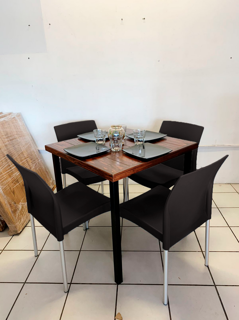 Mesa para Restaurante Vintage con Industrial y 4 sillas Lina