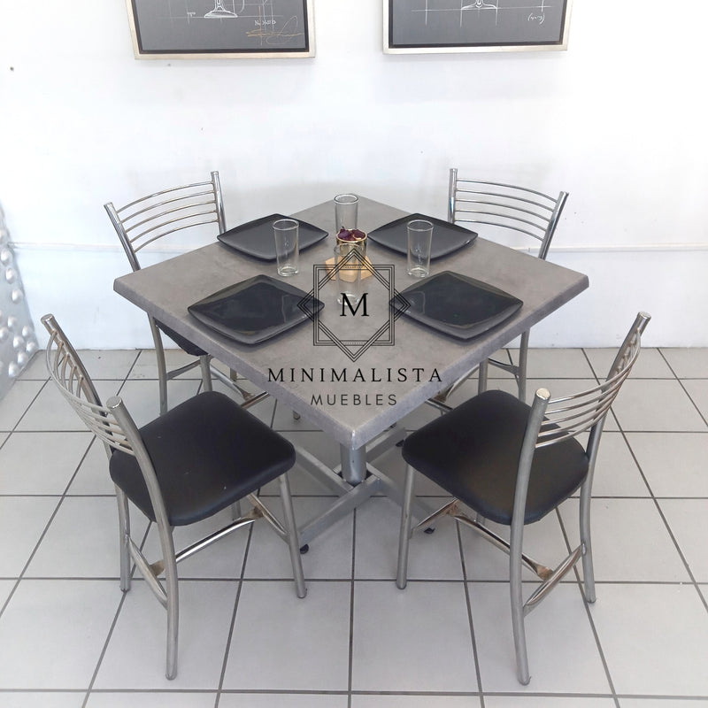 Mesa para Restaurante Estratificada para exterior 90C con 4 sillas Maria