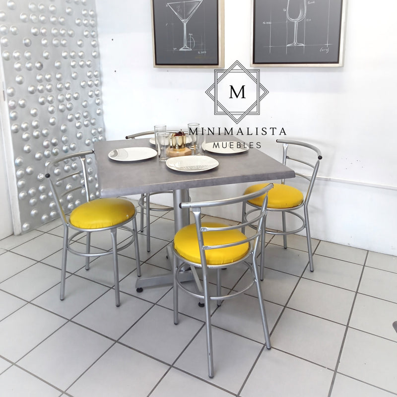 Mesa para Restaurante Estratificada para exterior 90C con 4 sillas Chabely