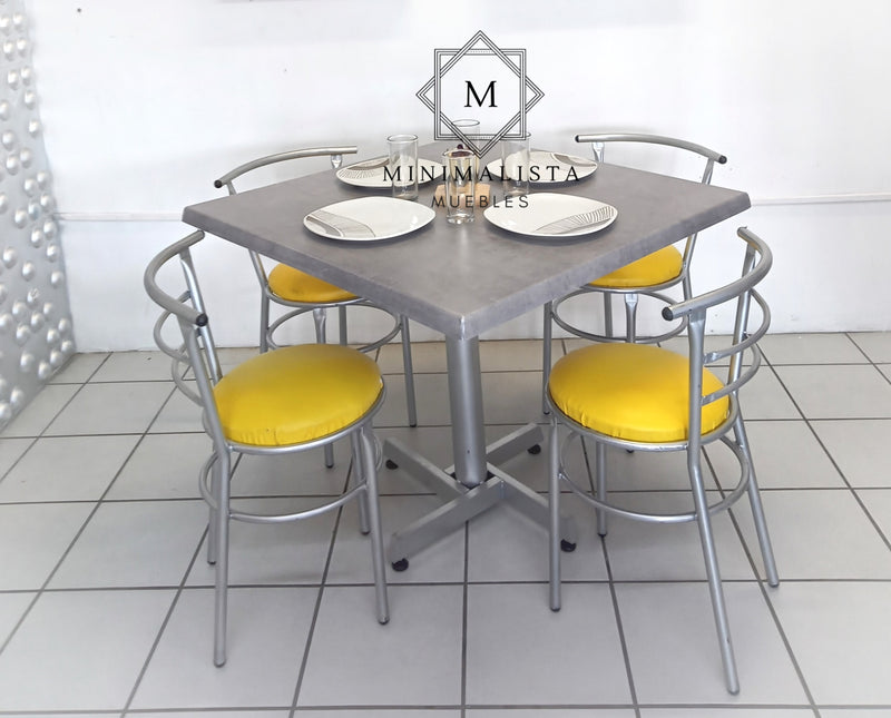 Mesa para Restaurante Estratificada para exterior 90C con 4 sillas Chabely