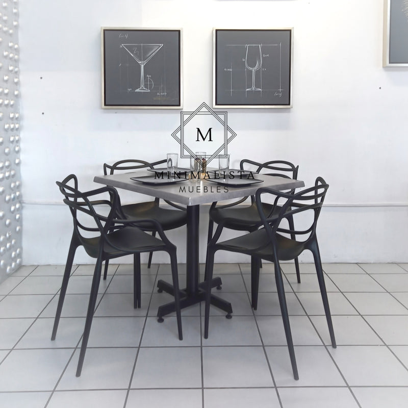 Mesa para Restaurante Estratificada para exterior 90C con 4 sillas Master