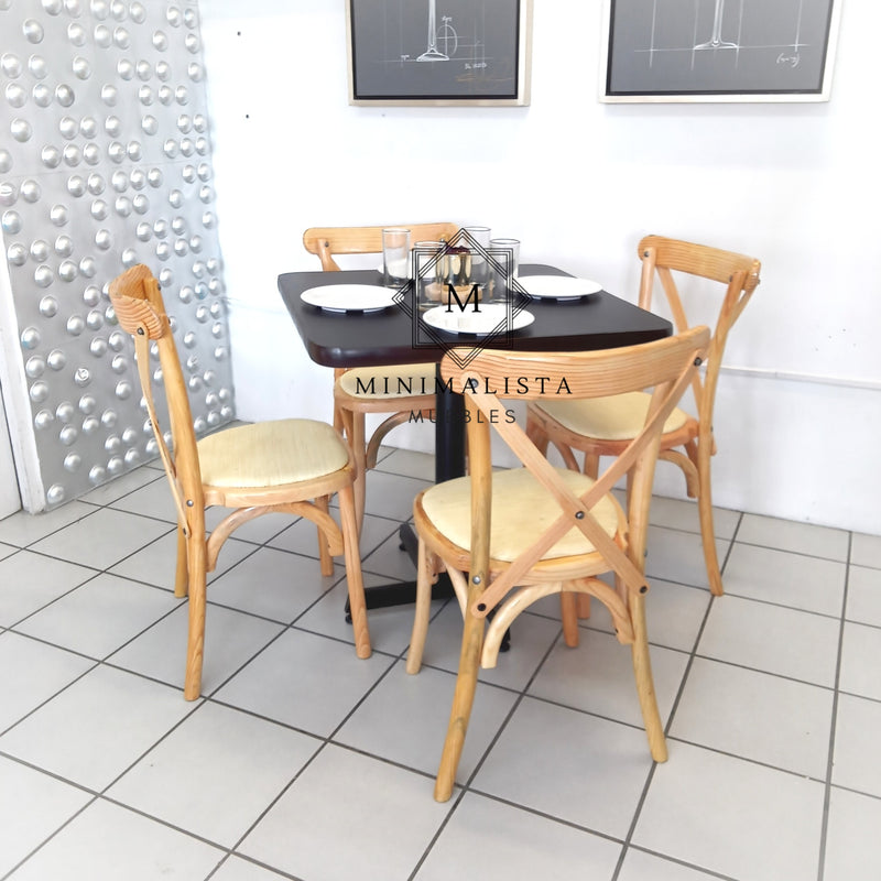 Mesa para Restaurante PVC con 4 sillas Crossback MD