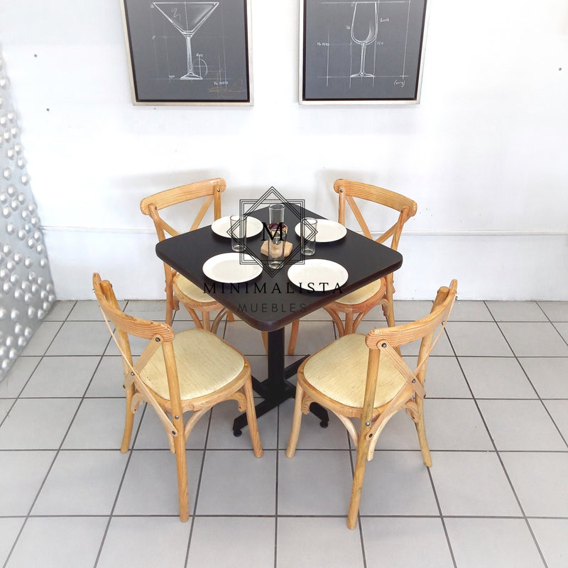 Mesa para Restaurante PVC con 4 sillas Crossback MD