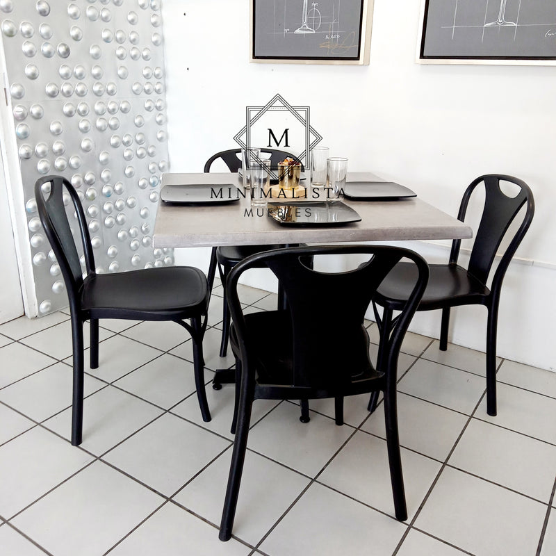 Mesa para Restaurante Estratificada para exterior 90C con 4 sillas Sarah