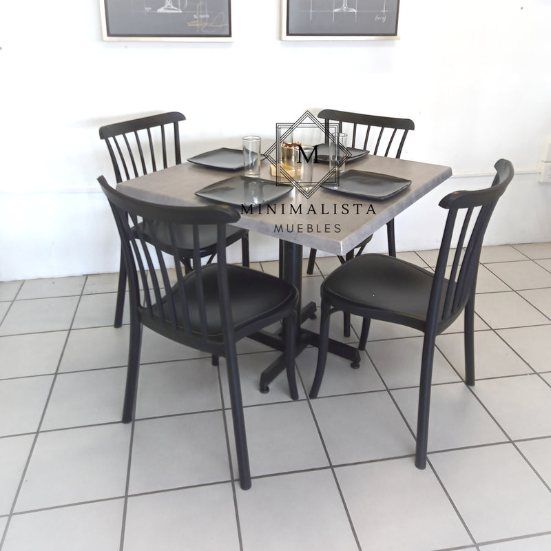Mesa para Restaurante Estratificada para exterior 90C con 4 sillas Aurora