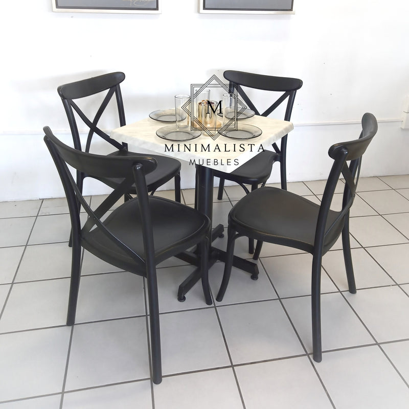 Mesa para Restaurante Estratificada para exterior 60 con 4 sillas Diana PP