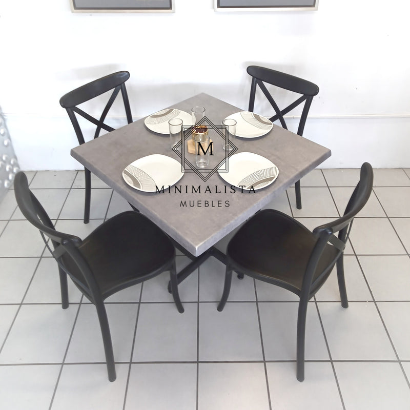 Mesa para Restaurante Estratificada para exterior 90C con 4 sillas Diana PP