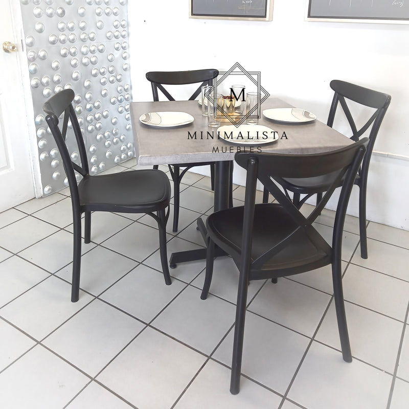 Mesa para Restaurante Estratificada para exterior 90C con 4 sillas Diana PP