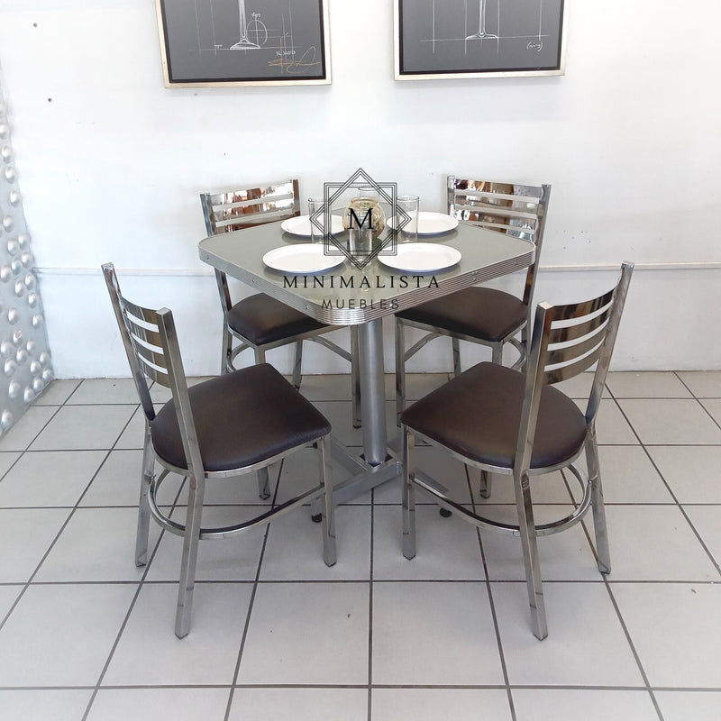 Mesa para Restaurante Aluminio con 4 sillas Solar