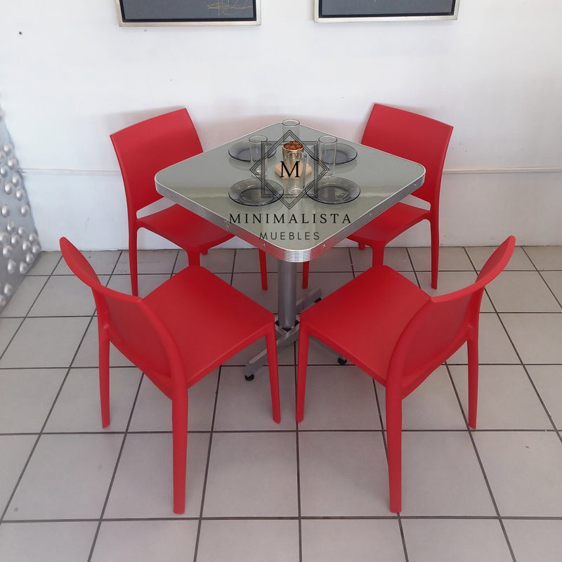 Mesa para Restaurante Aluminio con 4 sillas Sensillla