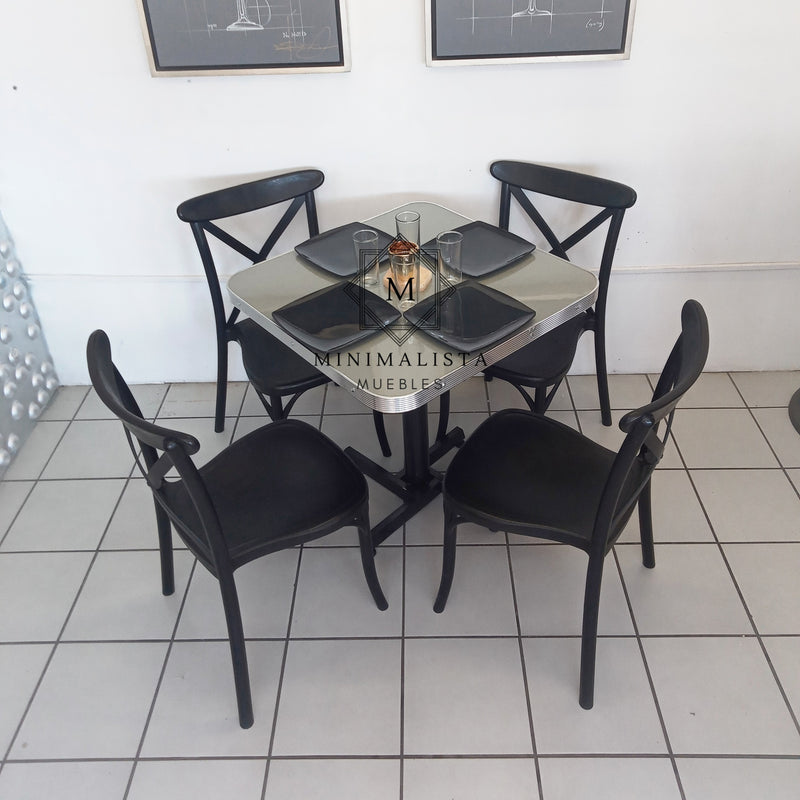 Mesa para Restaurante Aluminio con 4 sillas Diana PP