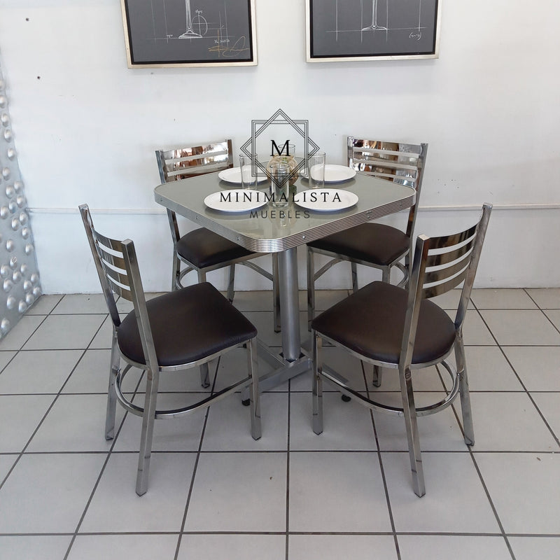 Mesa para Restaurante Aluminio con 4 sillas Solar