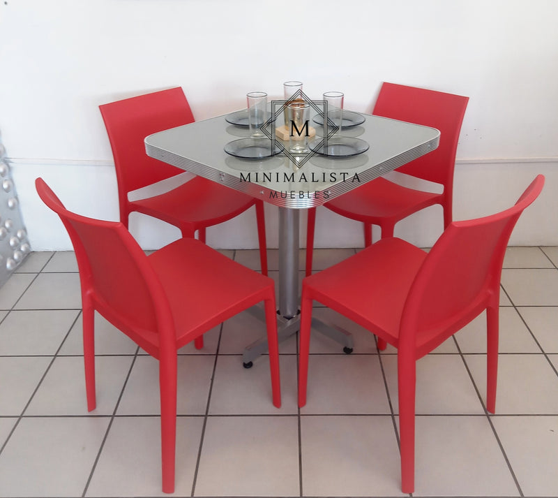 Mesa para Restaurante Aluminio con 4 sillas Sensillla