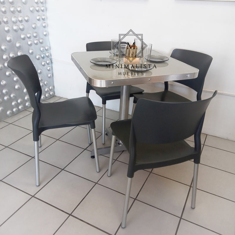 Mesa para Restaurante de Aluminio con 4 sillas Frida