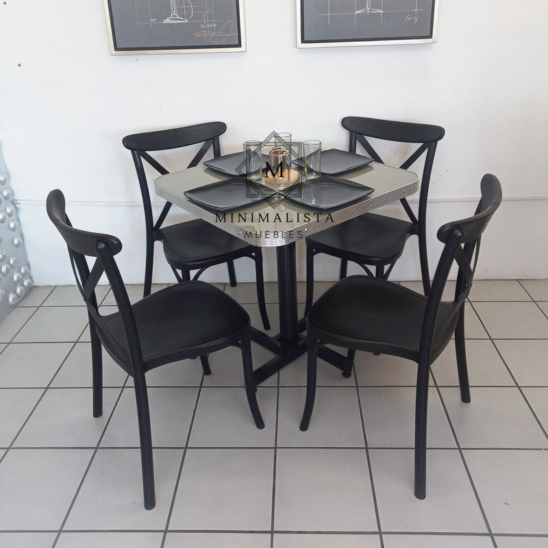 Mesa para Restaurante Aluminio con 4 sillas Diana PP