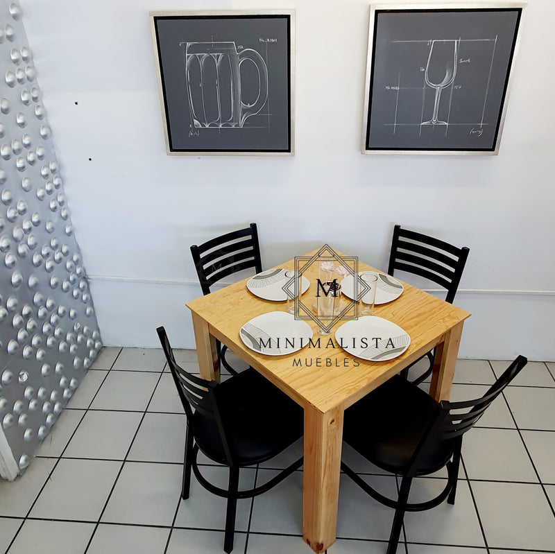 Mesa para Restaurante Vintage con Madera y 4 sillas Solar