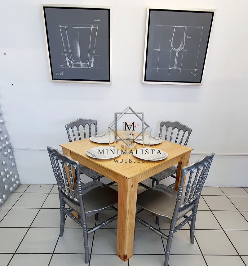 Mesa para Restaurante Vintage con Madera y 4 sillas Versalles