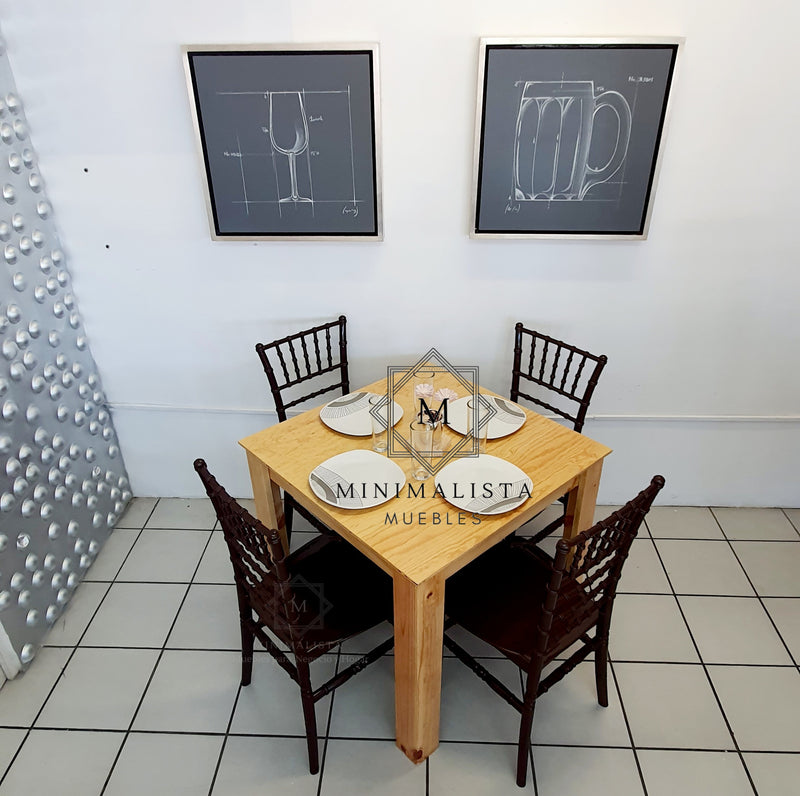 Mesa para Restaurante Vintage con Madera y 4 sillas Julie