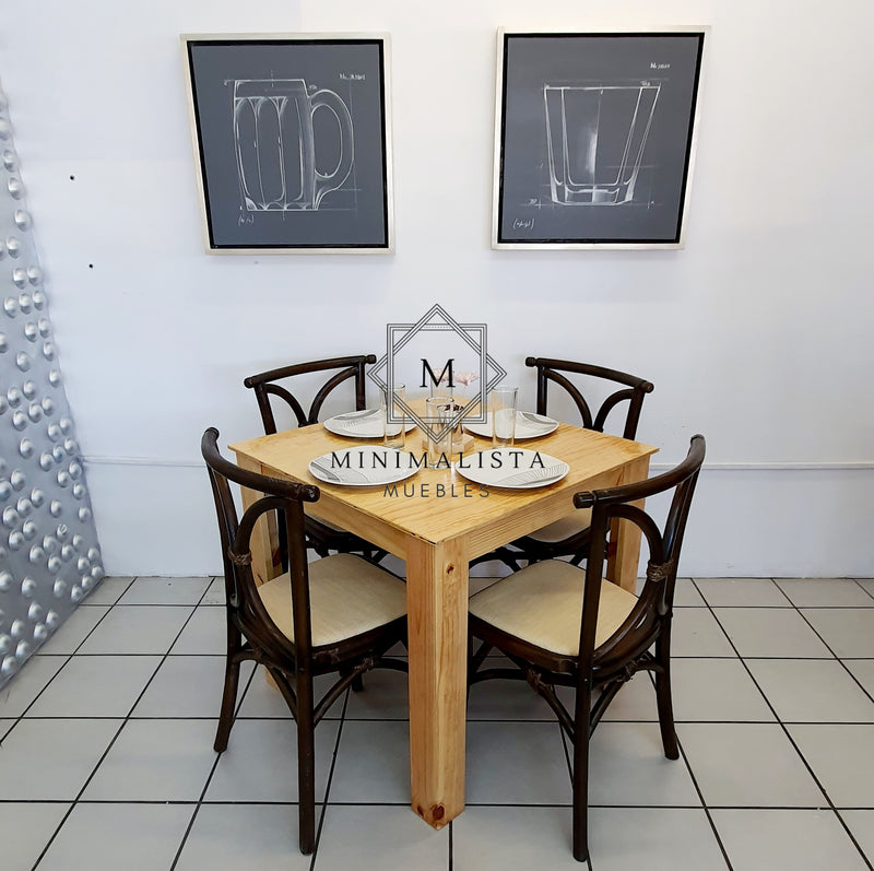 Mesa para Restaurante Vintage con Madera y 4 sillas Cian MD