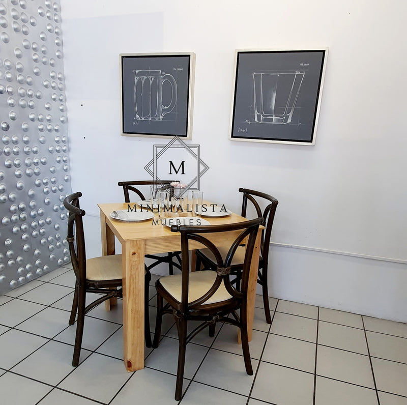 Mesa para Restaurante Vintage con Madera y 4 sillas Cian MD