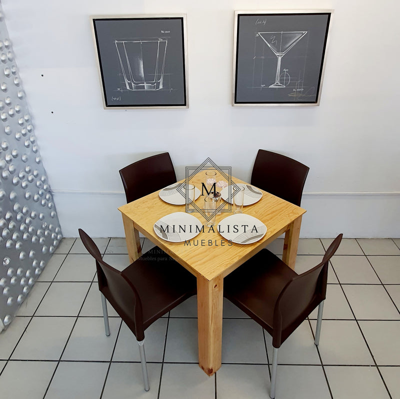 Mesa para Restaurante Vintage con Madera y 4 sillas Lina