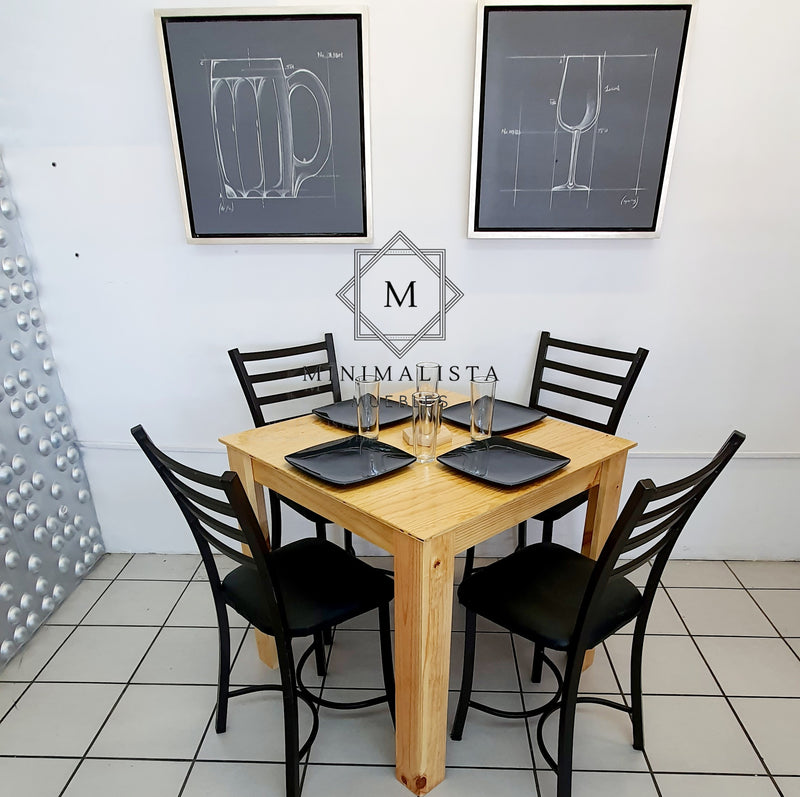 Mesa de Restaurante Vintage Madera con 4 sillas Verano