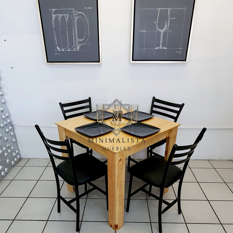Mesa para Restaurante Vintage con Madera y 4 sillas Primavera