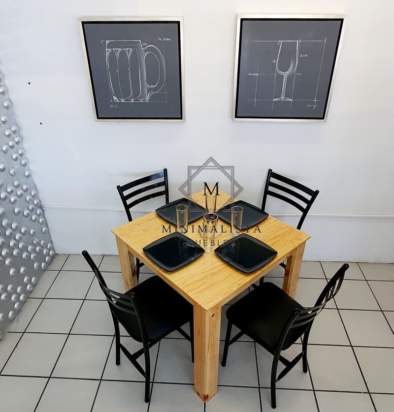 Mesa para Restaurante Vintage con Madera y 4 sillas Primavera