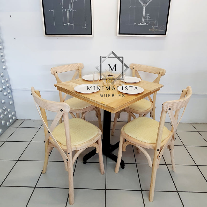 Mesa para Restaurante Campestre con 4 sillas Crossback MD