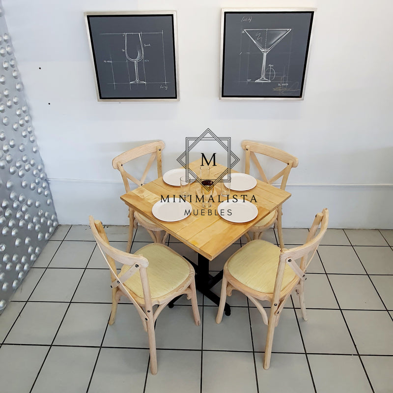 Mesa para Restaurante Campestre con 4 sillas Crossback MD