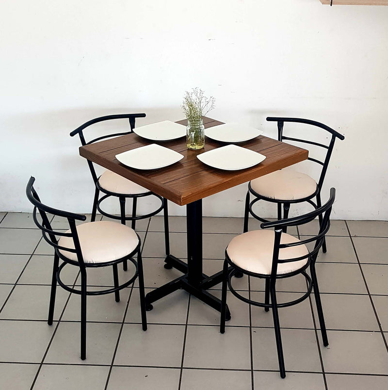 mesa para restaurante vintage de madera con 4 sillas chabely 1